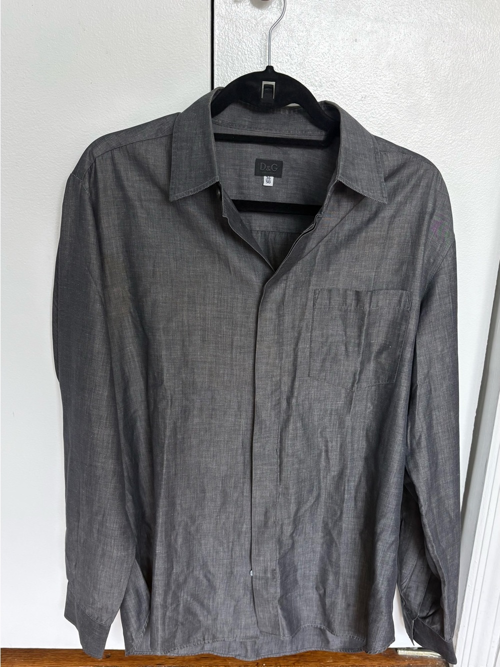 D&G Men's Charcoal Gray Button-Back Shirt